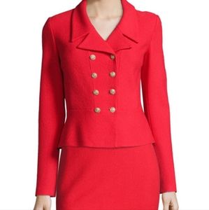 St. John Red Boucle Peplum Blazer